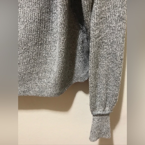 By Together Womens S Top Gray Waffle Knit Cowl Neck Batwing Long Slv Oversized - Picture 3 of 4